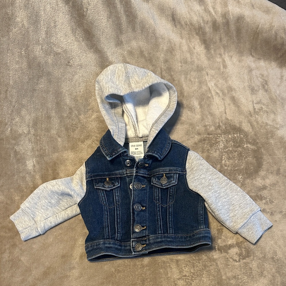 Okie Dokie Blue Denim Jacket with Gray Sleeves